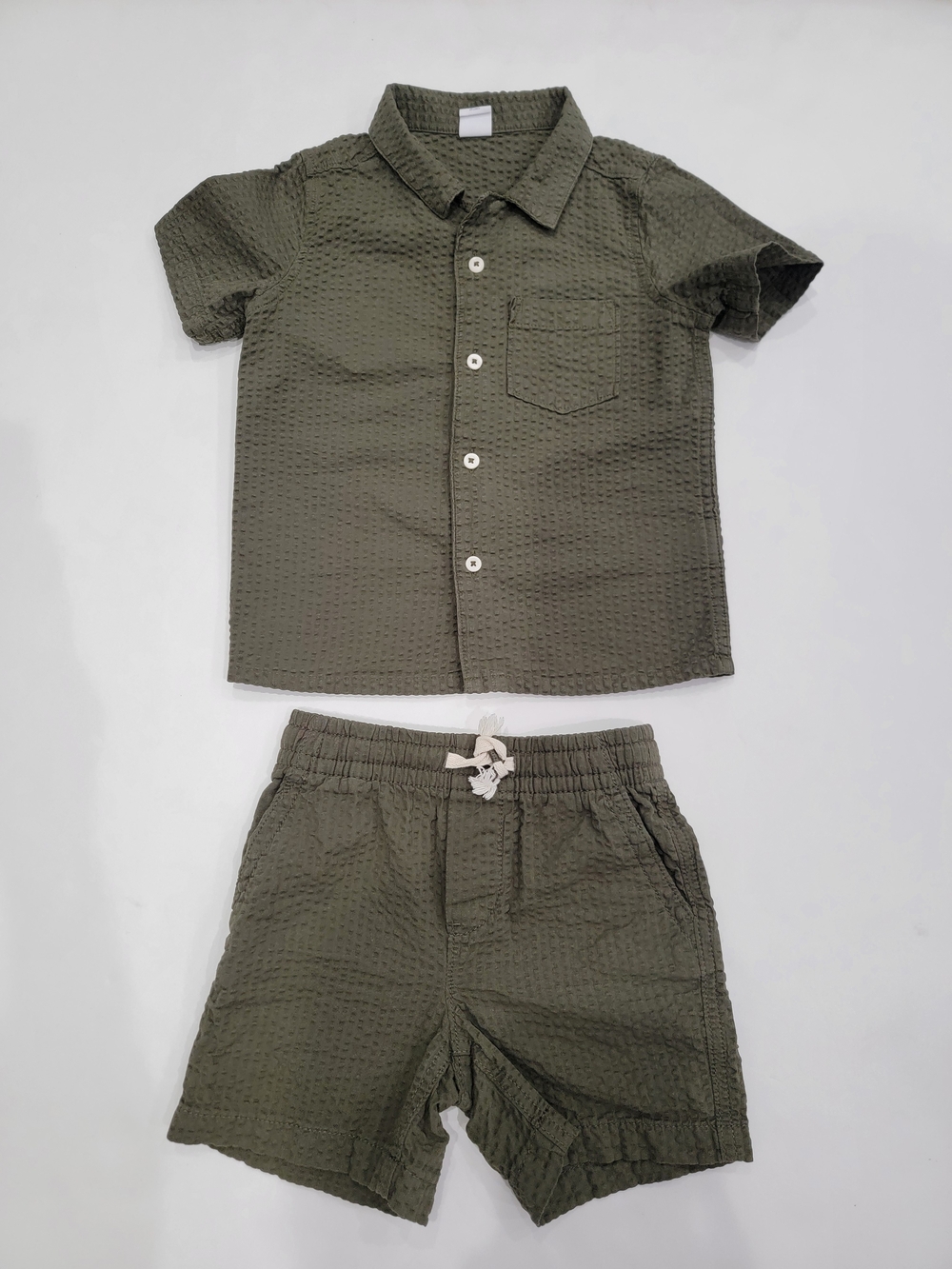 GAP Olive Green Short-Sleeve Button-Down Shirt & Shorts Set